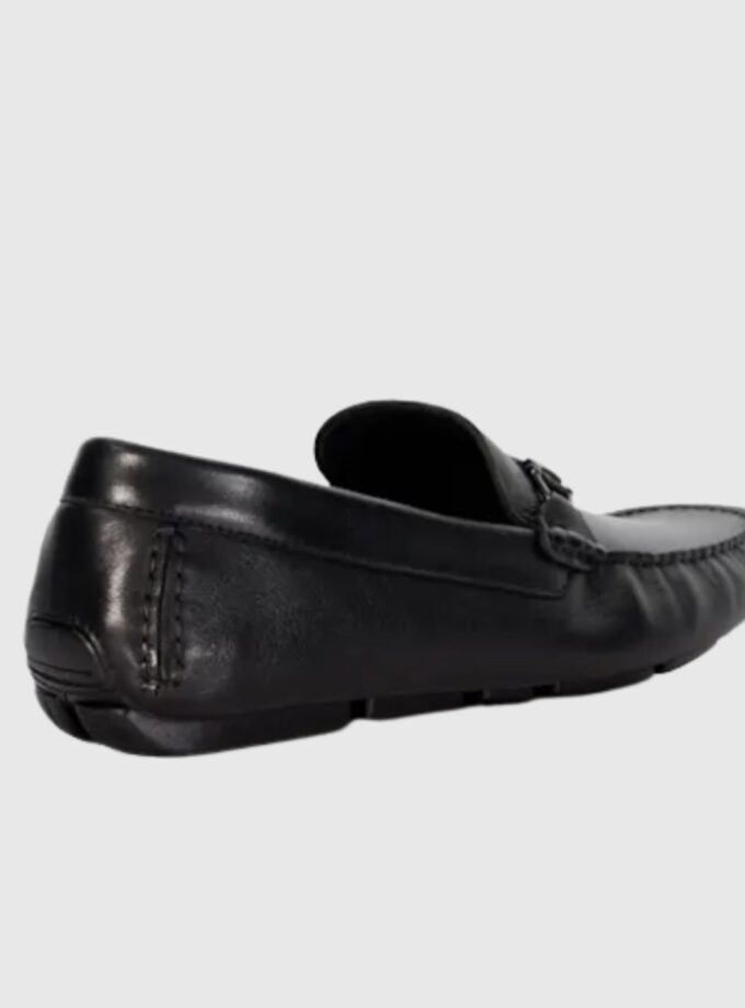 Dune's Beacons - Black Wide Fit Braided Snaffle Trim Moccasins for Men