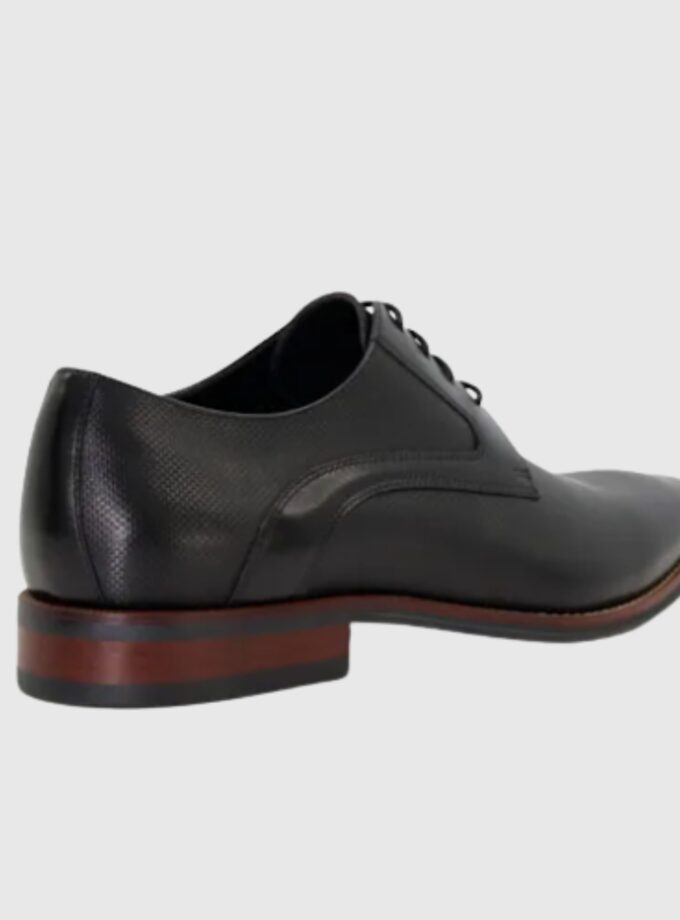 Dune Stoney - Men Black Burnished-Toe Derby Shoes