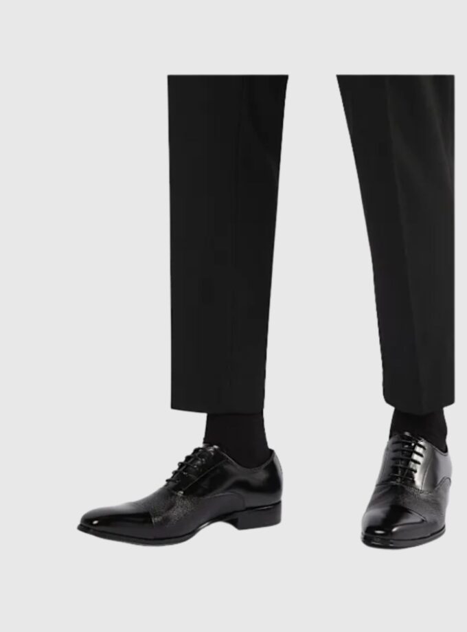 Dune Sheet - Black Saffiano Leather Oxford Men's Shoes