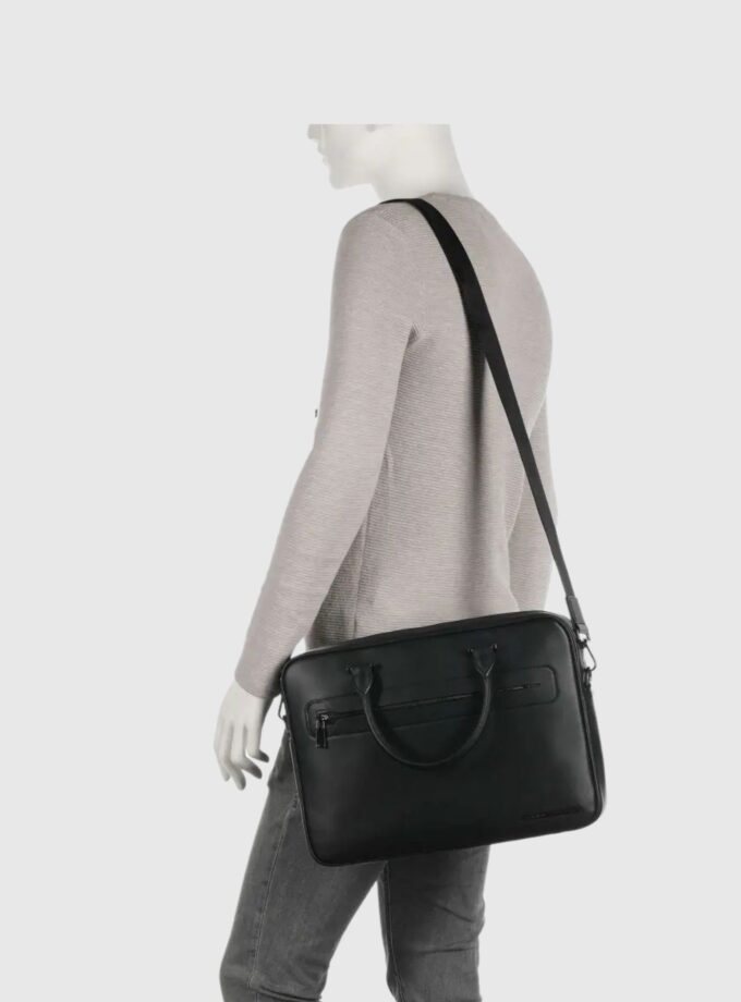 Tommy Hilfiger Men's TH Modern Briefcase 14″ synthetic black