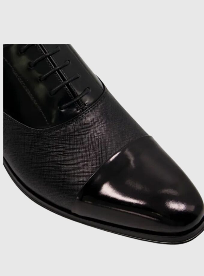 Dune Sheet - Black Saffiano Leather Oxford Men's Shoes
