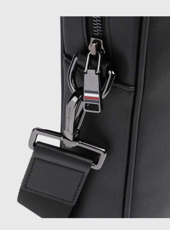 Tommy Hilfiger Men's TH Modern Briefcase 14″ synthetic black