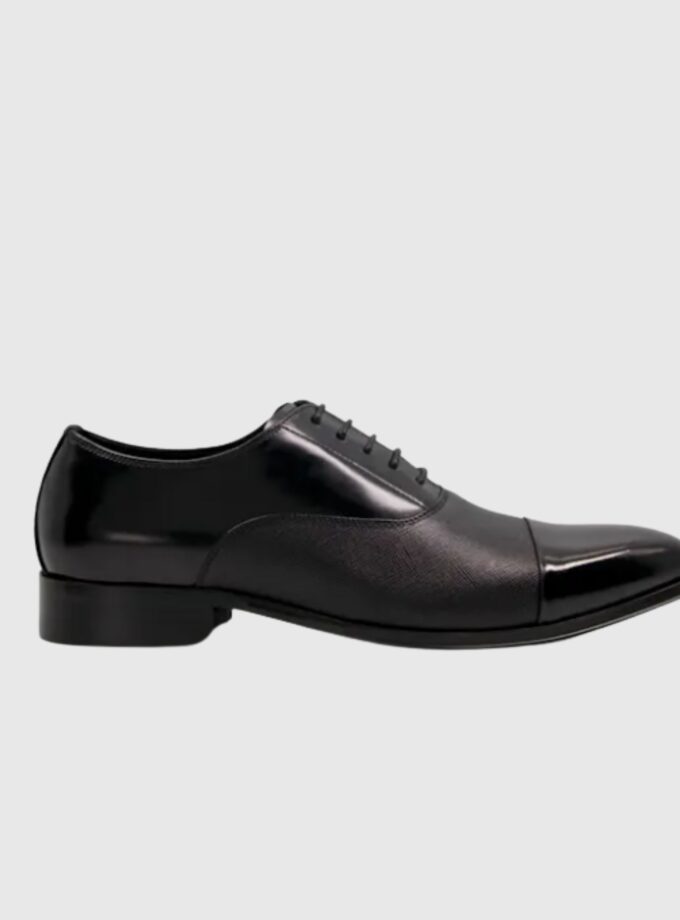 Dune Sheet - Black Saffiano Leather Oxford Men's Shoes