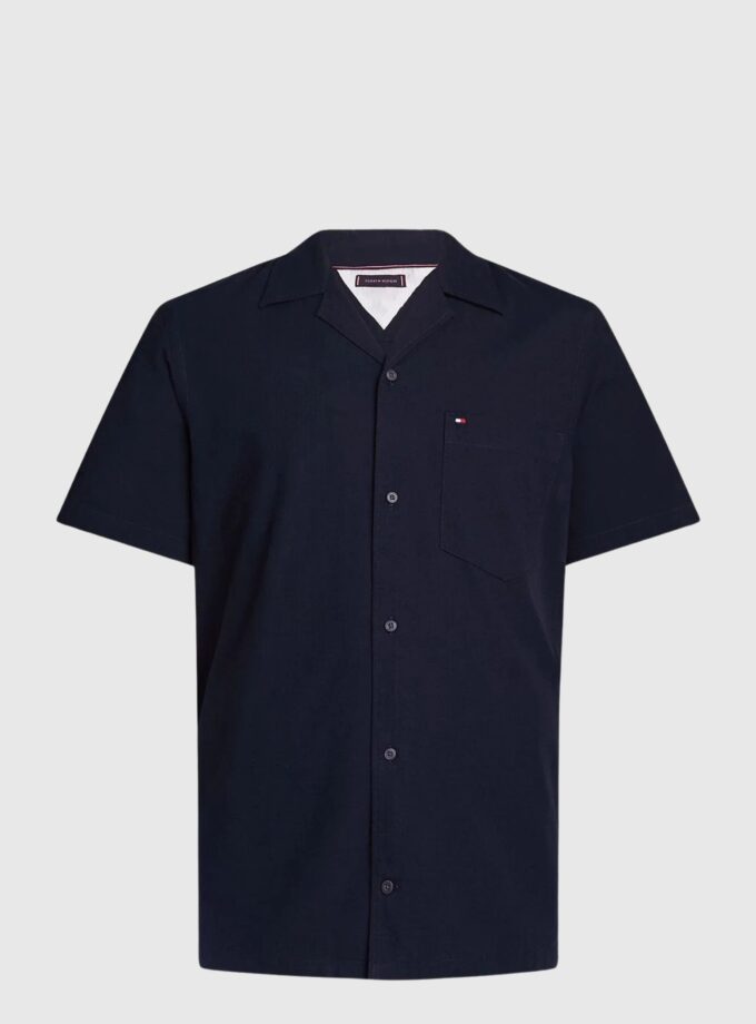 Tommy Hilfiger Men's Shirt - Logo, 100% Cotton, Short Sleeve, Regular Fit